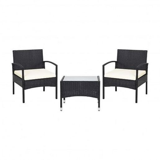 Picture of 3 Pieces Patio Wicker Rattan Furniture Set with Cushion for Lawn Backyard