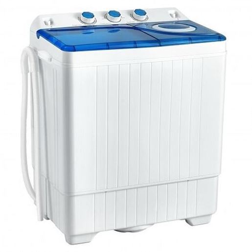 Picture of 26lbs Portable Semi-Automatic Twin Tub Washing Machine with Drain Pump-Blue