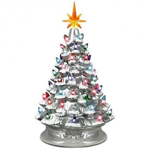 Picture of 15 Inch Pre-Lit Hand-Painted Ceramic Christmas Tree-Green