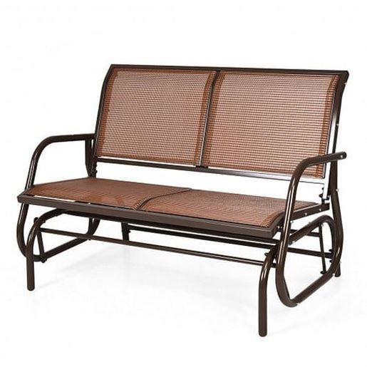 Picture of Swing Glider Chair 48 Inch Loveseat Rocker Lounge Backyard-Brown