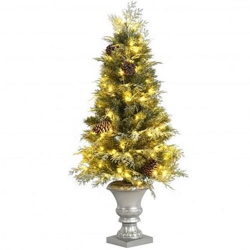 Picture of 4 Feet Artificial Pre-Lit Christmas Tree with Pine Cones