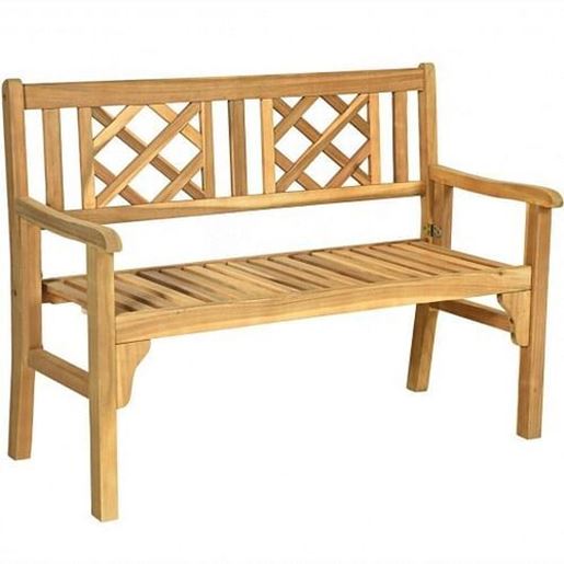 Picture of Patio Foldable Bench with Curved Backrest and Armrest