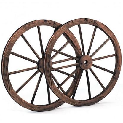 Picture of Set of 2 30-inch Decorative Vintage Wood Wagon Wheel