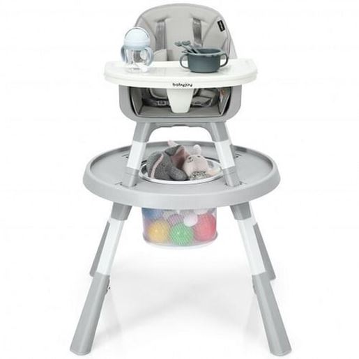 Picture of 6 in 1 Baby High Chair Infant Activity Center with Height Adjustment-Gray