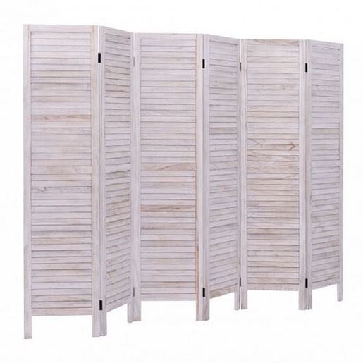 Picture of 6 Panels Classic Venetian Wooden Slat Room Screen