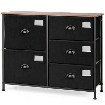 Picture of 5-Drawer Storage Dresser for Bedroom  Closet  Entryway-Black