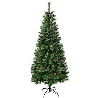 Picture of 7 Feet Premium Hinged Artificial Christmas Tree with Pine Cones