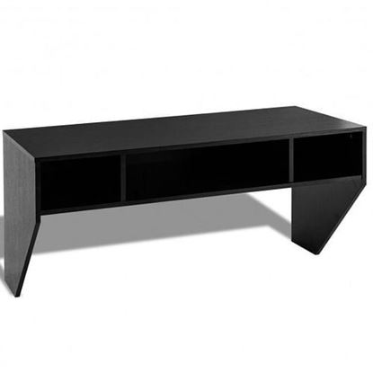 Picture of Wall Mounted Floating Sturdy Computer Table with Storage Shelf-Black