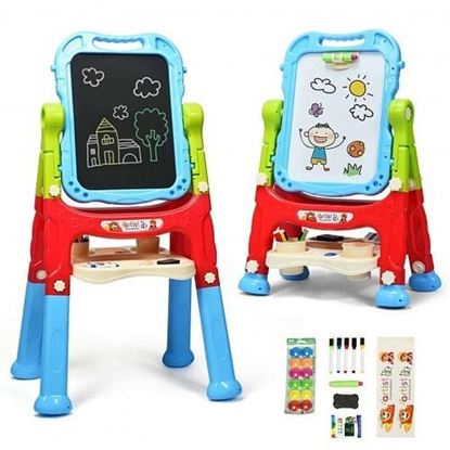 Picture of Height Adjustable Kids Art Easel Magnetic Double Sided Board-Blue