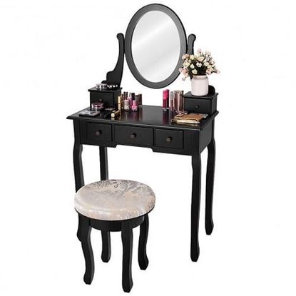 Picture of Vanity Makeup Table Set Bedroom Furniture with Padded Stool