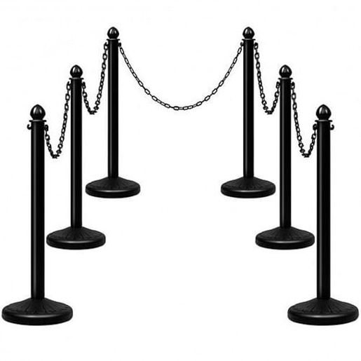 Picture of 6 Pcs Plastic Stanchion Set with 5 Detachable Chains for Indoor and Outdoor-Black