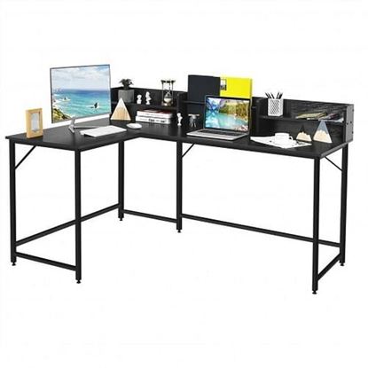 Picture of 5.5 Inch L-shaped Computer Desk with Bookshelf-Black