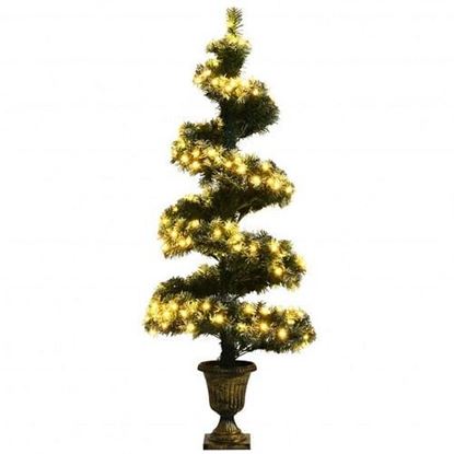 Picture of 4 Feet Pre-Lit Spiral Wintry Helical Tree for Holiday Celebration