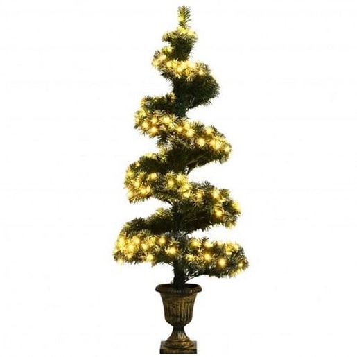 Picture of 4 Feet Pre-Lit Spiral Wintry Helical Tree for Holiday Celebration