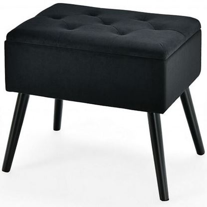 Picture of Velvet Storage Ottoman with Solid Wood Legs for Living Room Bedroom