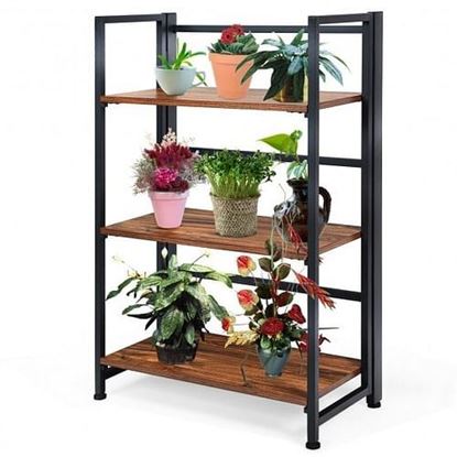 Picture of 3-Tier Portable Display Folding Bookshelf Storage Shelf-Silver