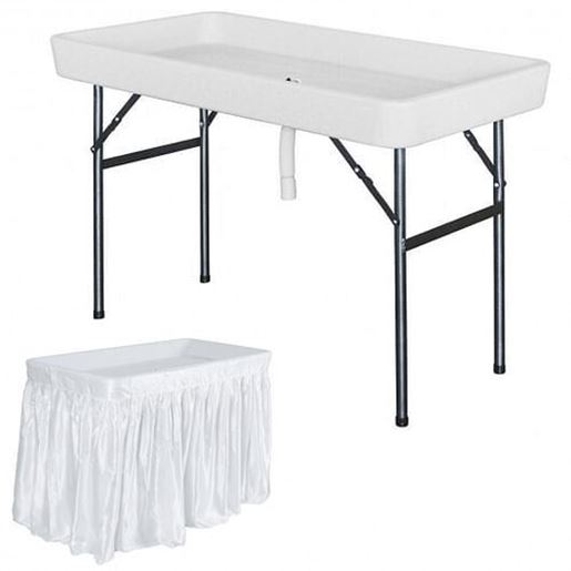 Picture of 4 Feet Plastic Party Ice Folding Table with Matching Skirt