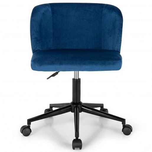 Picture of Armless Adjustable Swivel Velvet Home Office Leisure Vanity Chair-Blue