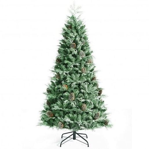 Picture of 7 Feet Snow Flocked Artificial Christmas Tree with 1139 Glitter PE and PVC Tips