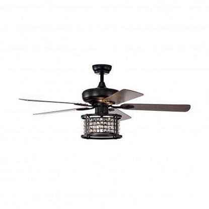 Picture of 52 Inch 3-Speed Crystal Ceiling Fan Light with Remote Control-Black