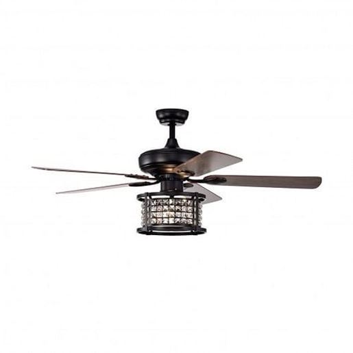 Picture of 52 Inch 3-Speed Crystal Ceiling Fan Light with Remote Control-Black