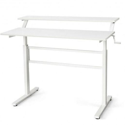 Picture of Standing Desk Crank Adjustable Sit to Stand Workstation -White