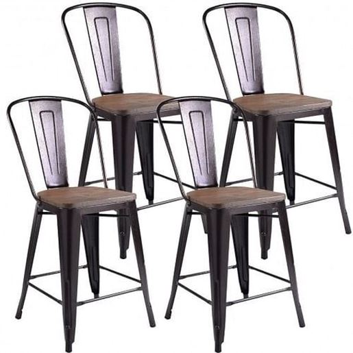 Picture of Set of 4 Industrial Metal Counter Stool Dining Chairs with Removable Backrest-Cooper