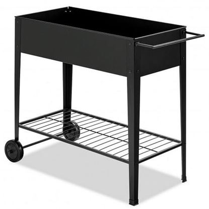 Picture of Raised Garden Bed Elevated Planter Box on Wheels Steel Planter with Shelf-Black