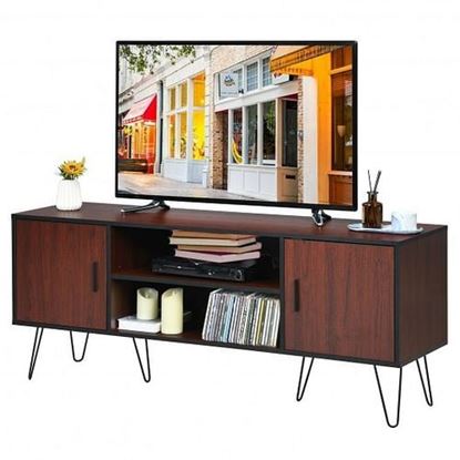 Picture of 59 Inches Retro Wooden TV Stand for TVs up to 65 Inches-Brown