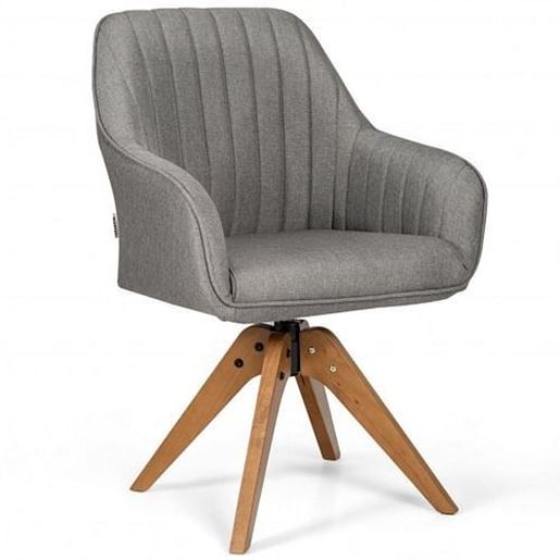 Picture of Fabric Swivel Accent Chair with Beech Wood Legs