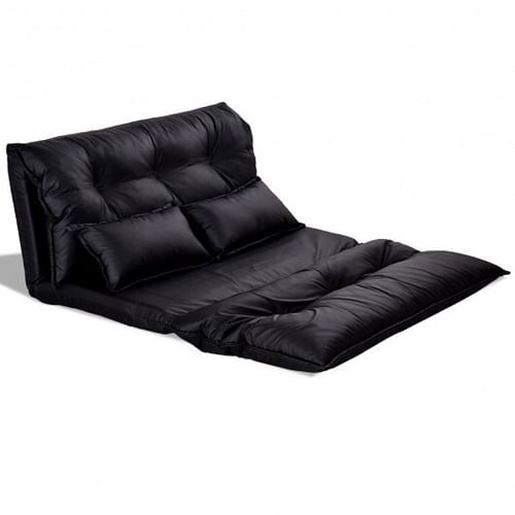 Picture of Foldable PU Leather Leisure Floor Sofa Bed w/ 2 Pillows