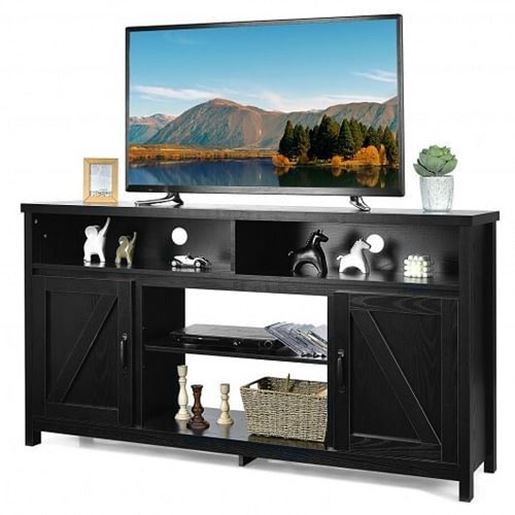 Picture of 59 Inch TV Stand Media Center Console Cabinet with Barn Door for TV's 65 Inch-Black