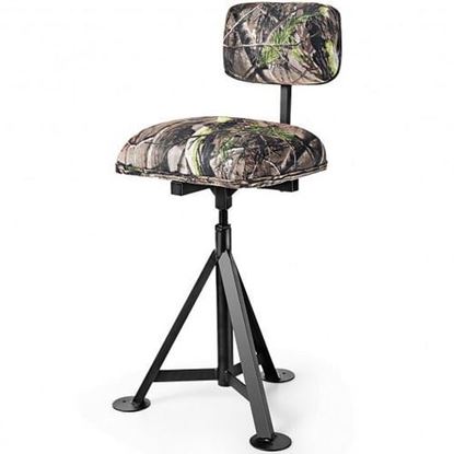 Picture of Swivel Hunting Chair Tripod Blind Stool with Detachable Backrest