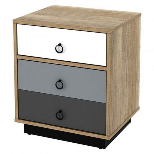 Picture of Nightstand with Drawer and Storage Cabinet Wooden Sofa Side Table End Table