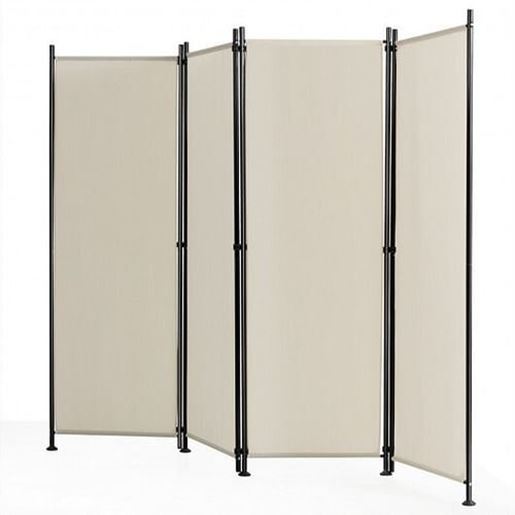 Picture of 4-Panel Room Divider Folding Privacy Screen-Beige