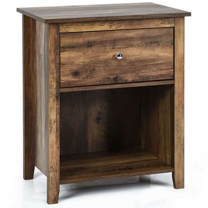 Picture of Nightstand Side Coffee Table Storage Drawer Antiqued