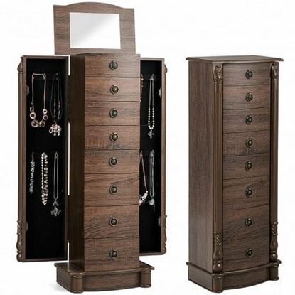 Picture of 7 Drawers Retro Standing Wood Jewelry Cabinet