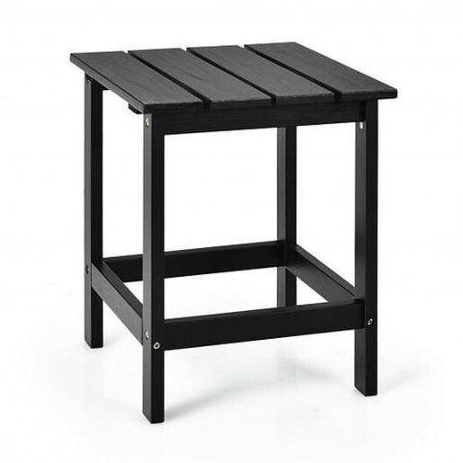 Picture of 15 Inch Patio Square Wooden Slat End Side Coffee Table for Garden-Black