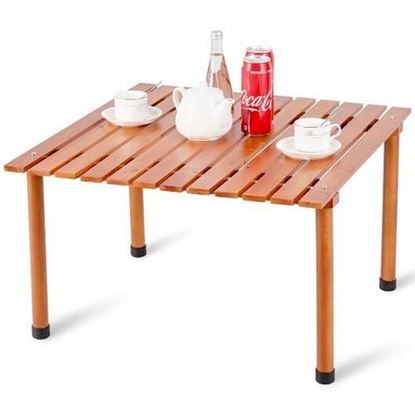 Picture of Folding Wooden Camping Roll Up Table with Carrying Bag for Picnics and Beach
