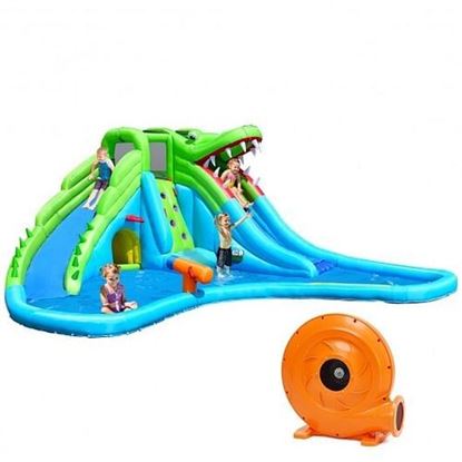 Picture of Inflatable Crocodile Water Slide Climbing Wall Bounce House with 780W Blower