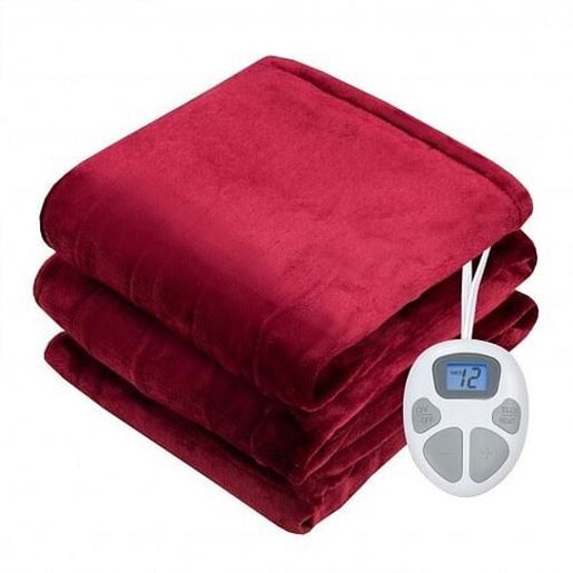 Picture of 62" x 84" Flannel Heated Electric Blanket with 10 Heating Levels-Blue