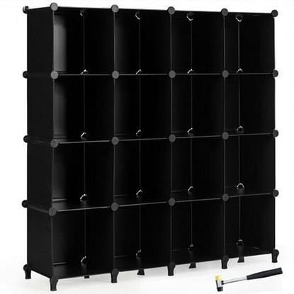 Picture of 16 Plastic Cube Storage Organizer-Black