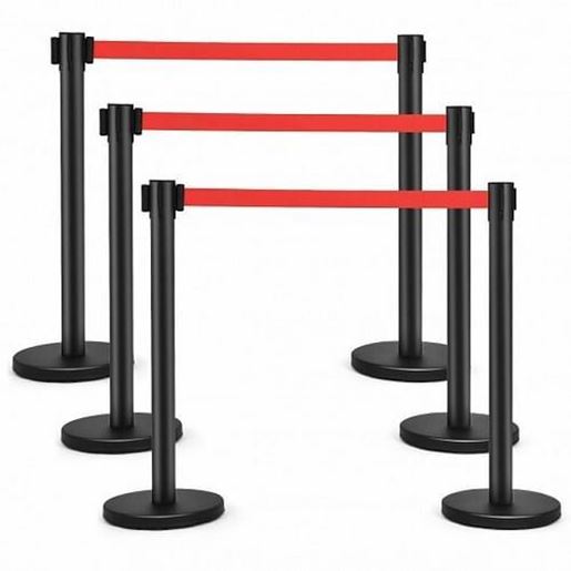 Picture of 6 pcs Black Stanchion Posts Queue Pole