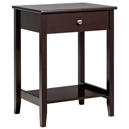 Picture of Wooden Nightstand  End Table Storage Display -Brown