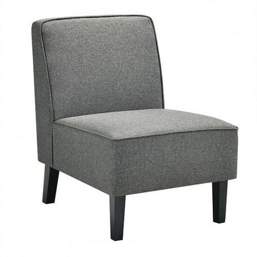 Picture of Single Fabric Modern Armless Accent  Sofa Chair with Rubber Wood Legs -Gray