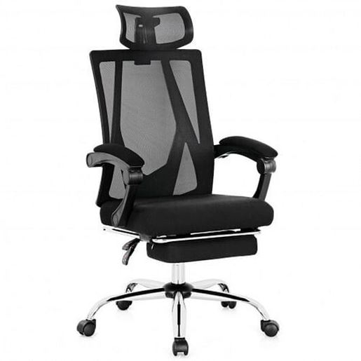 Picture of Ergonomic Recliner Mesh Office Chair with Adjustable Footrest-Black