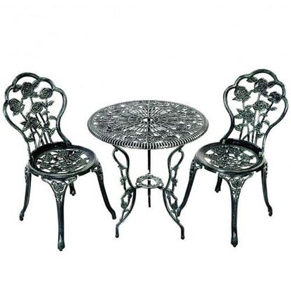 Picture of Outdoor Cast Aluminum Patio Furniture Set with Rose Design