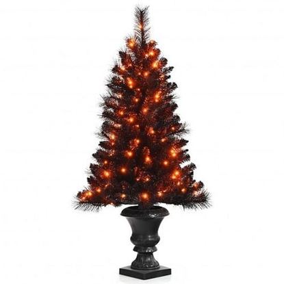 Picture of 4 Feet Pre-lit Potted Christmas Halloween Tree with LED Lights