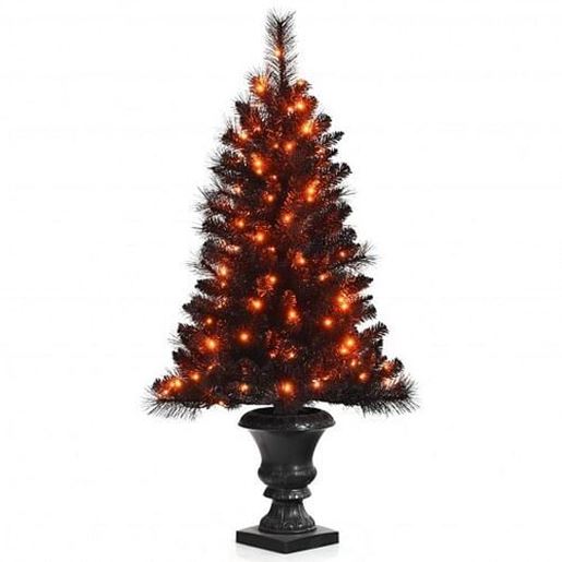 Picture of 4 Feet Pre-lit Potted Christmas Halloween Tree with LED Lights