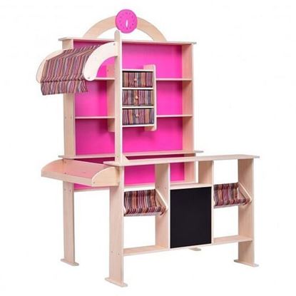 Picture of Pink Kids Wooden Toy Shop Market Shopping Pretend Play Set